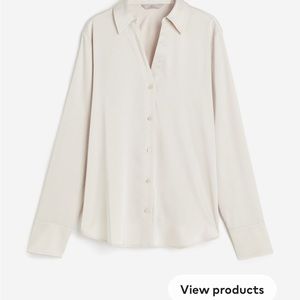 NWT H&m satin v-neck blouse light beige small